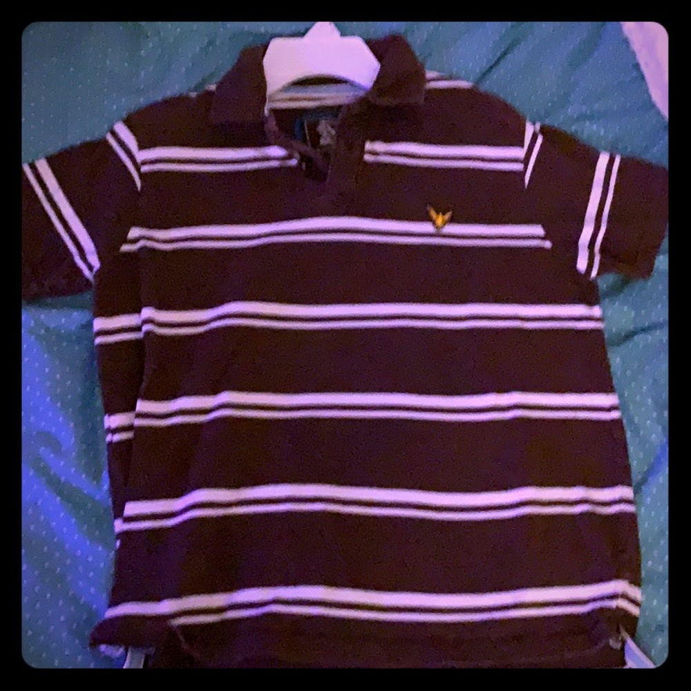 Boys brown and white striped collared shirt!!